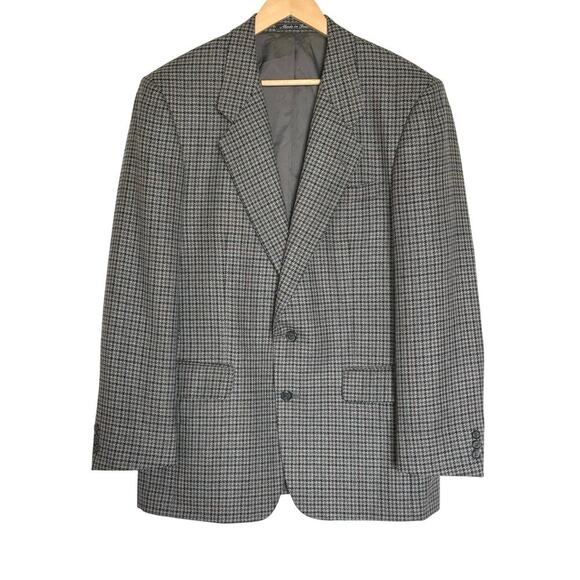 Pierre Balmain 100% Wool Single Breasted Houndstooth Blazer Jacket Mens 40R - Picture 1 of 9